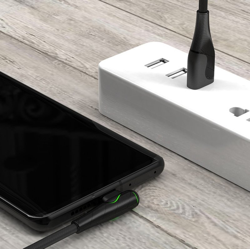 L型充电器|手游必备神器|LED炫光电竞数据线 TypeC iPhone iPad - 充电宝/传输线 - 塑料 黑色