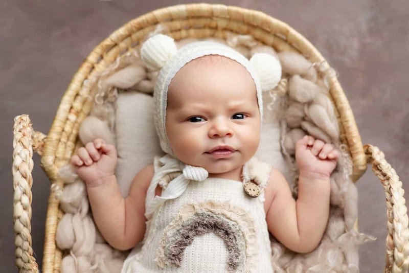 可爱熊耳帽与新生儿写真连身衣套组 - 婴儿饰品 - 其他材质 白色