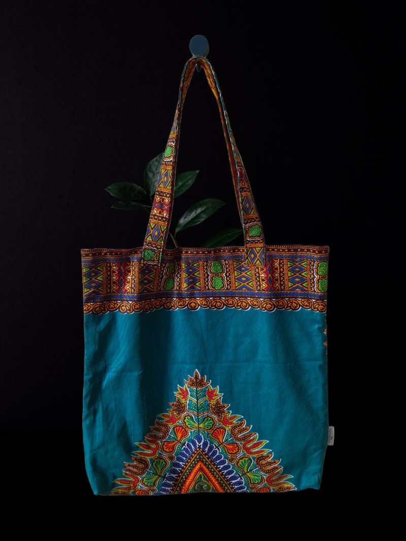 Handmade Summer  African Print Cotton Tote Bag Ankara - 手提包/手提袋 - 棉．麻 蓝色