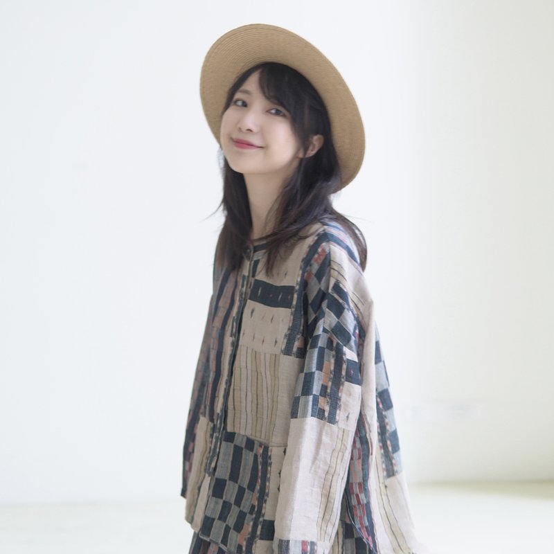 古布感纯亚麻印花圆领衬衫 - 女装衬衫 - 棉．麻 多色