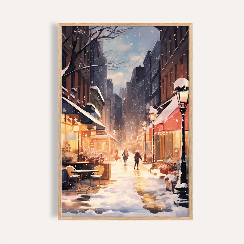 城市冬季风格 / 雪夜街角 挂画 海报 无框画 - 海报/装饰画/版画 - 纸 