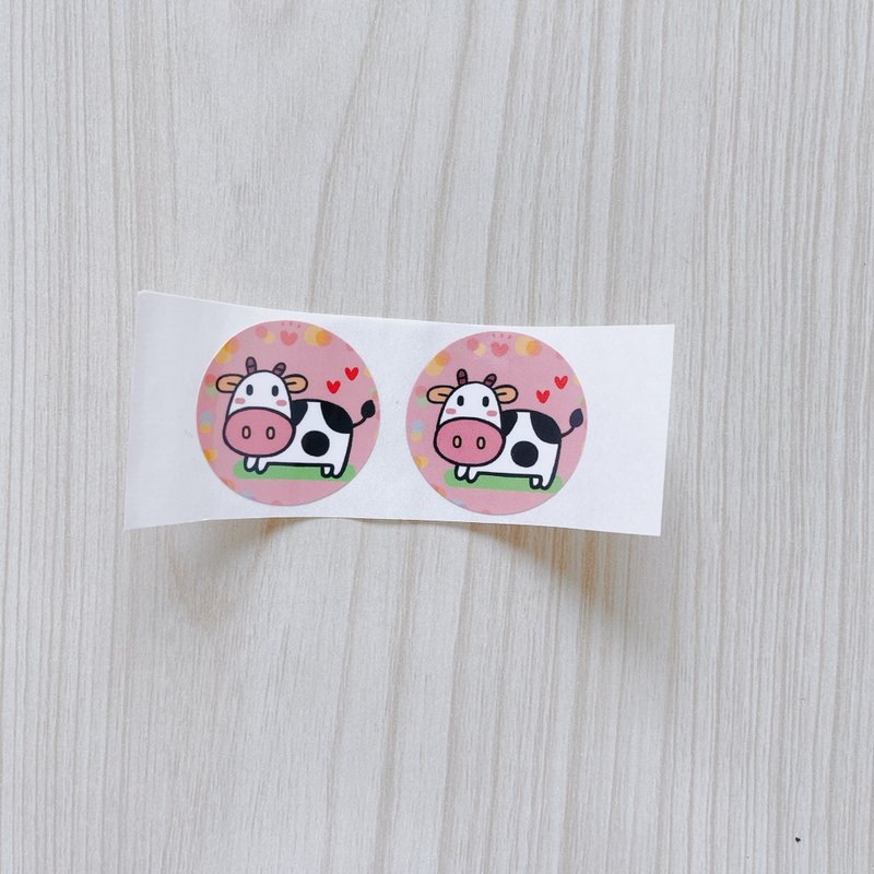 牛 贴纸 3cm 圆形贴纸 喜帖 贴纸 一份15枚 - 贴纸 - 纸 白色
