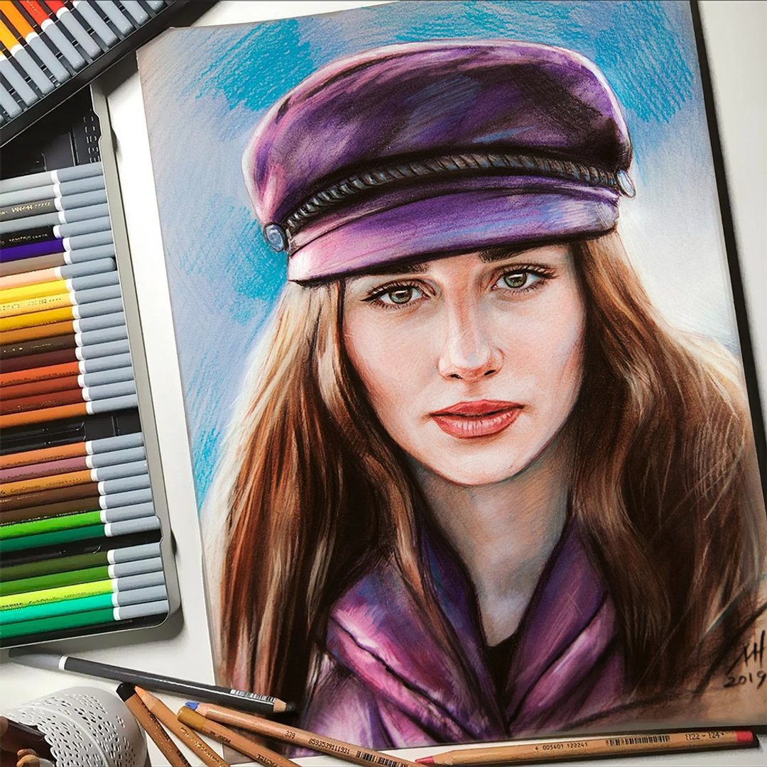 逼真的彩色定制肖像 手工粉彩画 全家福 - 订制画像 - 纸 多色