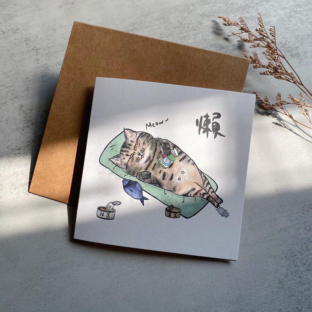 懒猫波波 万用卡片 生日卡片 - 卡片/明信片 - 纸 白色