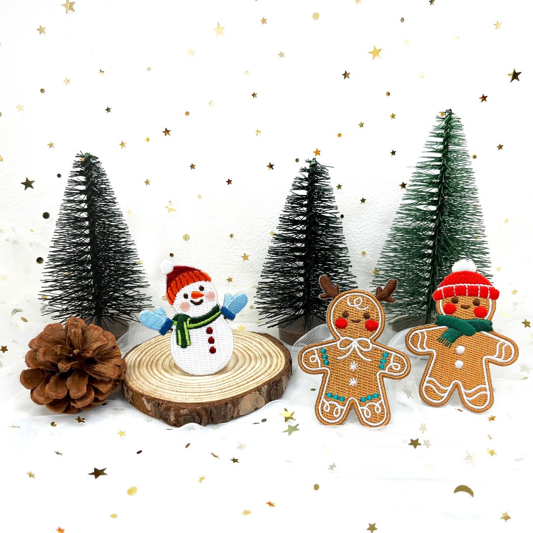 【刺绣贴纸】圣诞节 雪人 姜饼人 | Christmas | Xmas | 节日 - 贴纸 - 绣线 