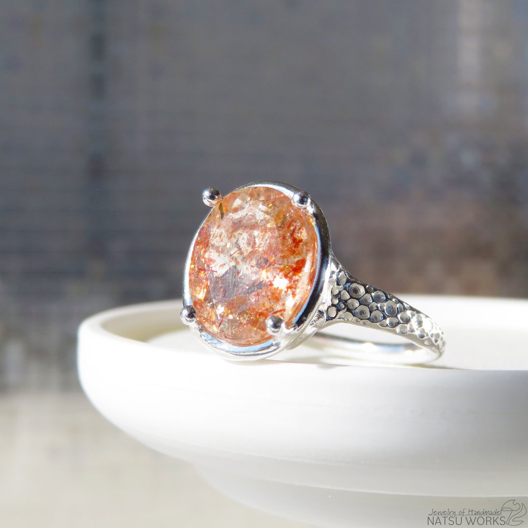 日长石戒指 / Sunstone Ring - 戒指 - 宝石 橘色