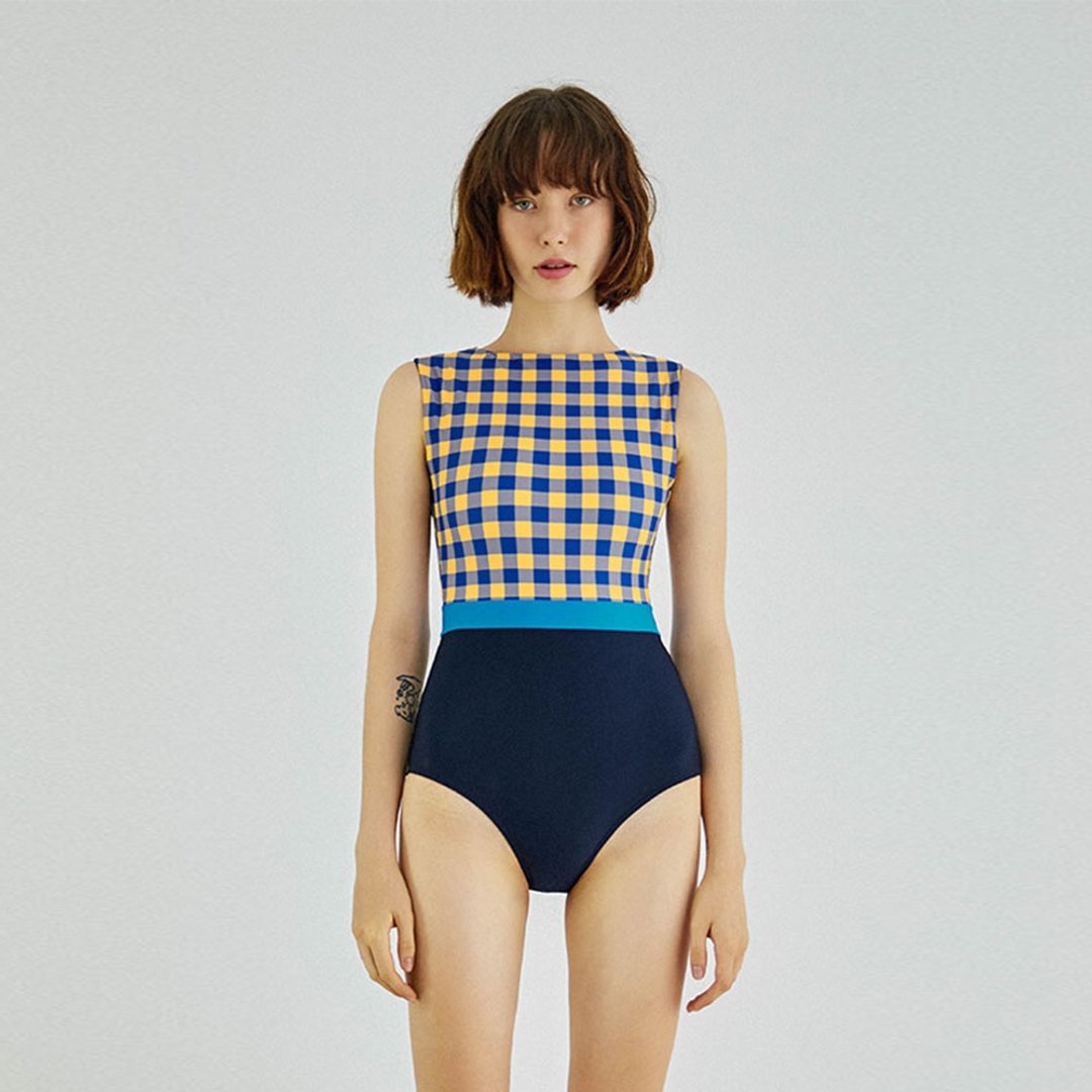 19 Fiona H Suit - Check / Navy - 女装泳衣/比基尼 - 其他材质 多色