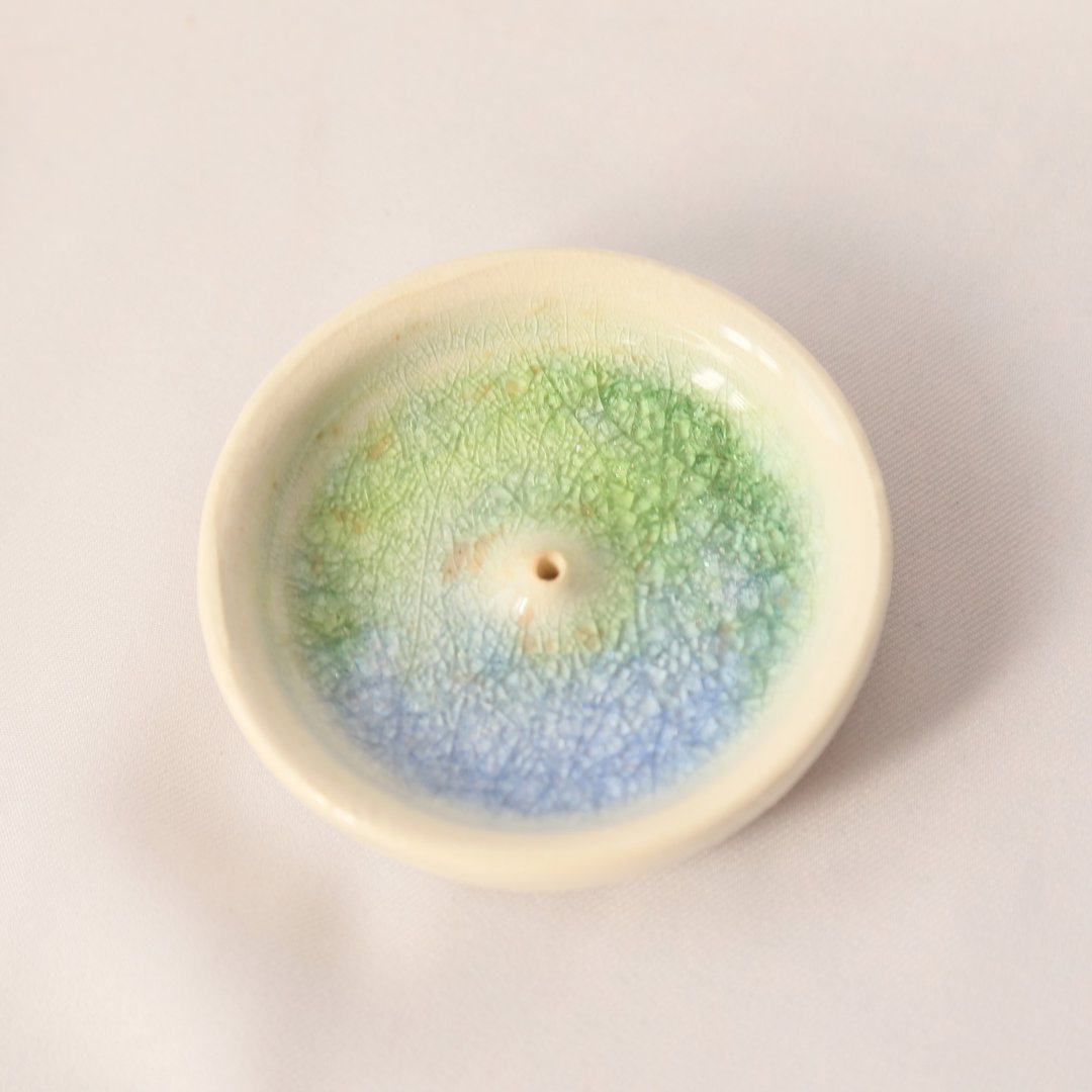 碧绿海洋小岛线香座 陶器皿 花瓶 - 花瓶/陶器 - 陶 蓝色