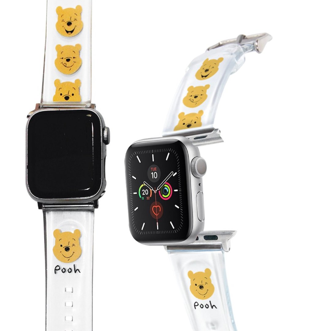 Disney 迪士尼-Apple Watch表带-透明PVC-大头小熊维尼 - 表带 - 塑料 白色