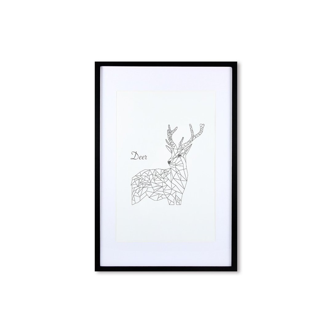 装饰画相框 动物 几何线条 鹿 黑色框 63x43cm 室内设计 布置 - 画框/相框 - 木头 黑色
