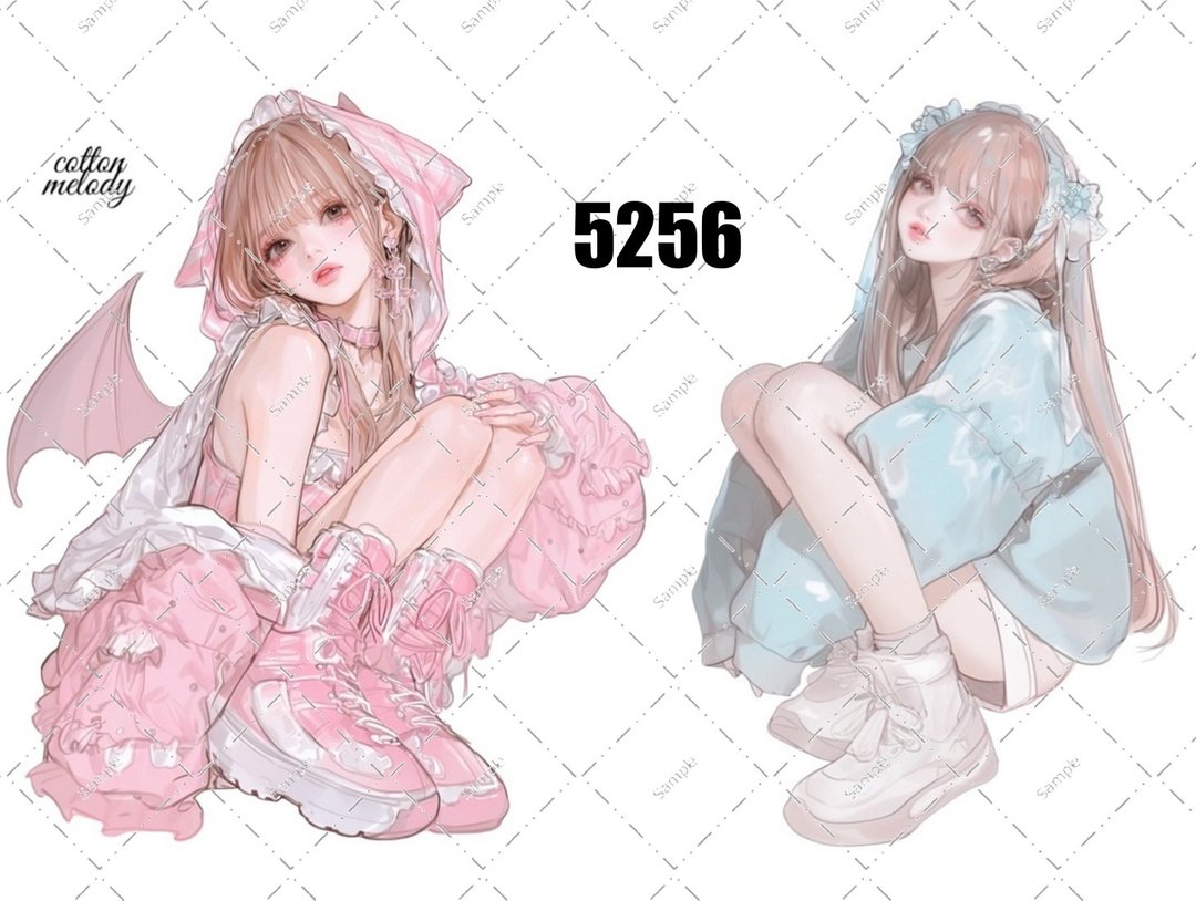 原创贴纸 no.5256 人物贴纸 原创贴纸 原创人物贴纸 装饰贴纸 cotton melody - 贴纸 - 纸 
