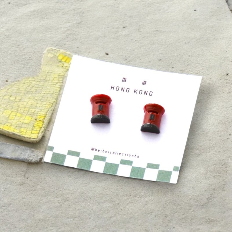 旧式邮筒 耳环 HK Collection - 耳环/耳夹 - 其他金属 卡其色