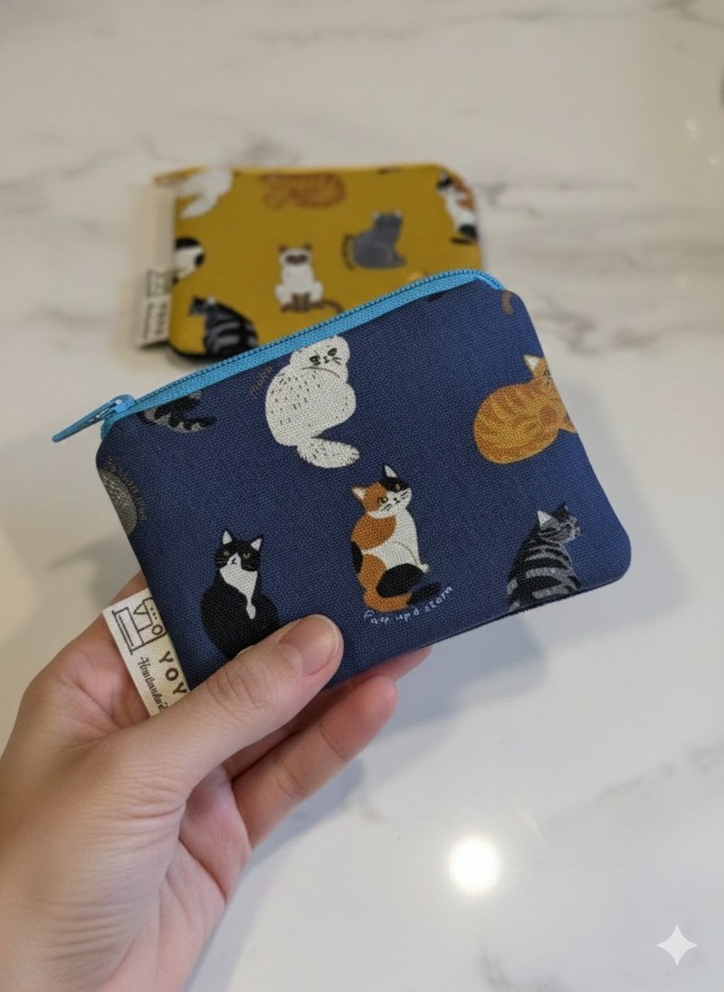 YoYo喵喵零钱包 猫猫文青布包 - 零钱包 - 棉．麻 