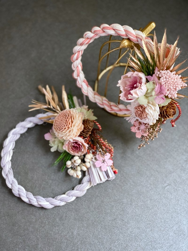 日式注连绳 新春祈福 不凋花 干燥花 新年 花圈 - 干燥花/捧花 - 植物．花 红色