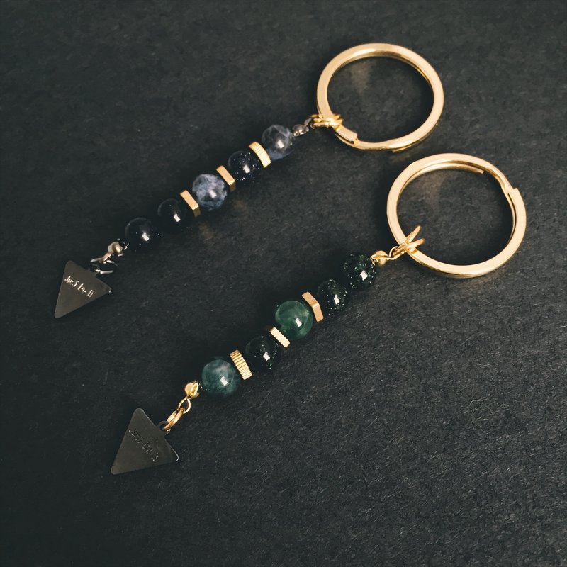 Zhu.钥匙圈-金色与星空(圣诞礼物/交换礼物/推荐男用) - 钥匙链/钥匙包 - 石头 