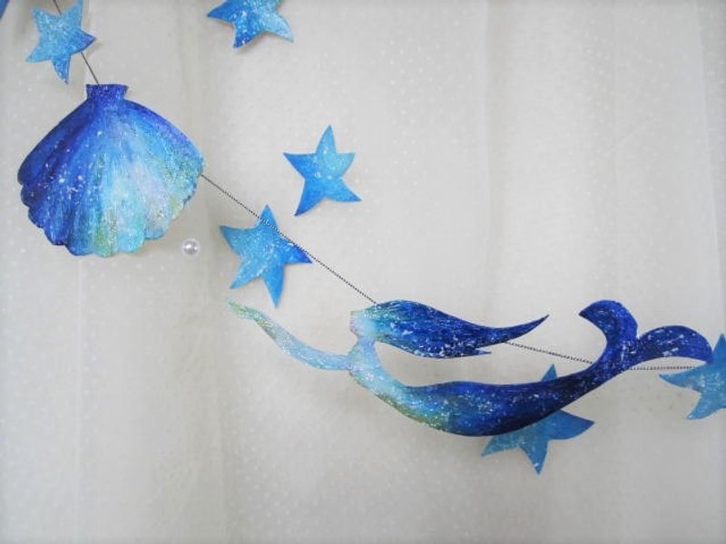 Mermaid and sea garland 2 - 墙贴/壁贴 - 纸 蓝色