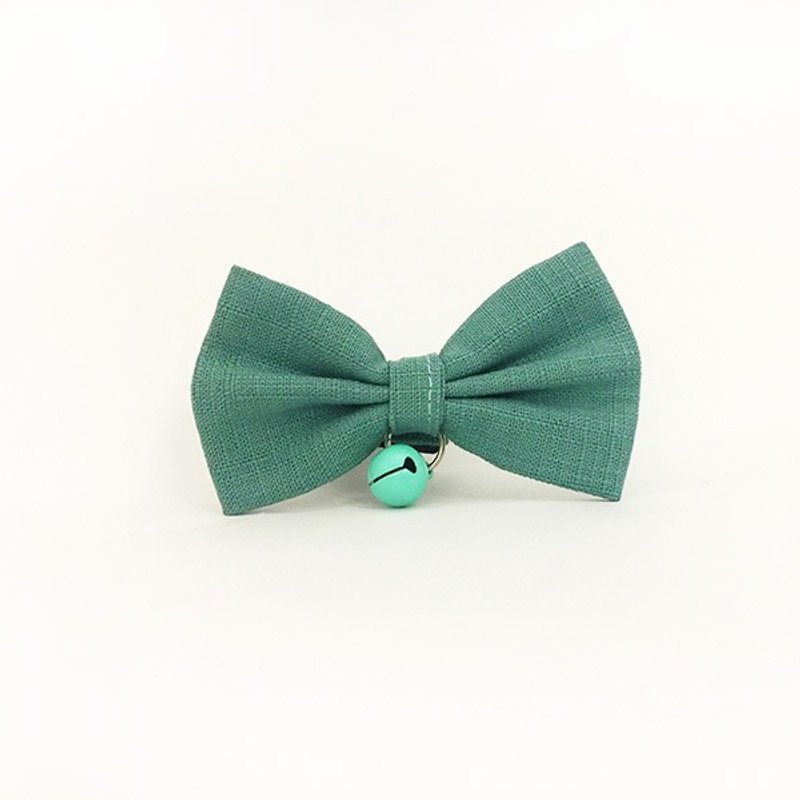 湖水绿色 蝴蝶结宠物装饰项圈 猫咪 小型犬 迷你犬 - 项圈/牵绳 - 棉．麻 绿色