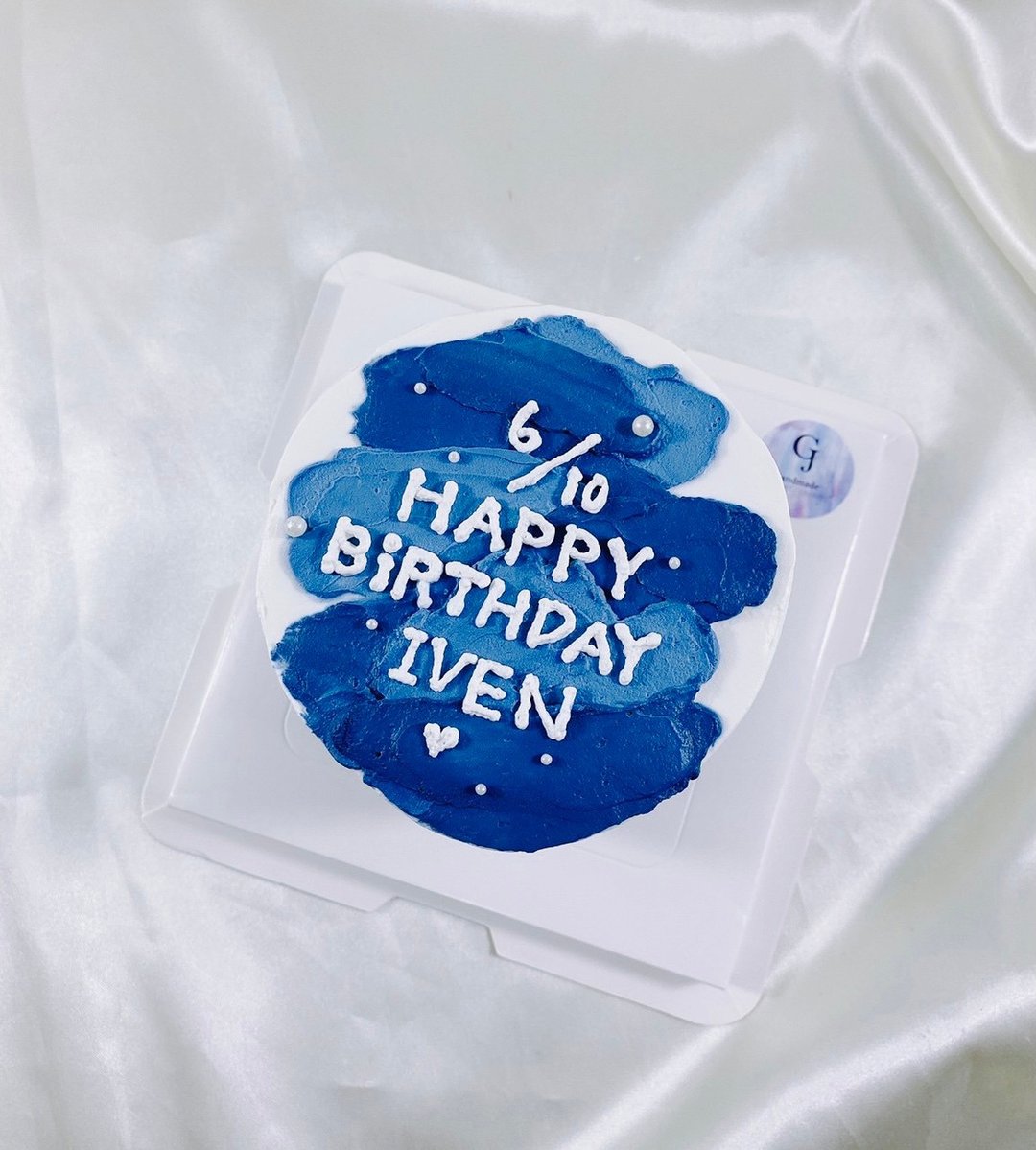 蓝色色块 生日蛋糕 造型 卡通 手绘 男友款 满周岁4 6 8寸 宅配 - 蛋糕/甜点 - 新鲜食材 蓝色