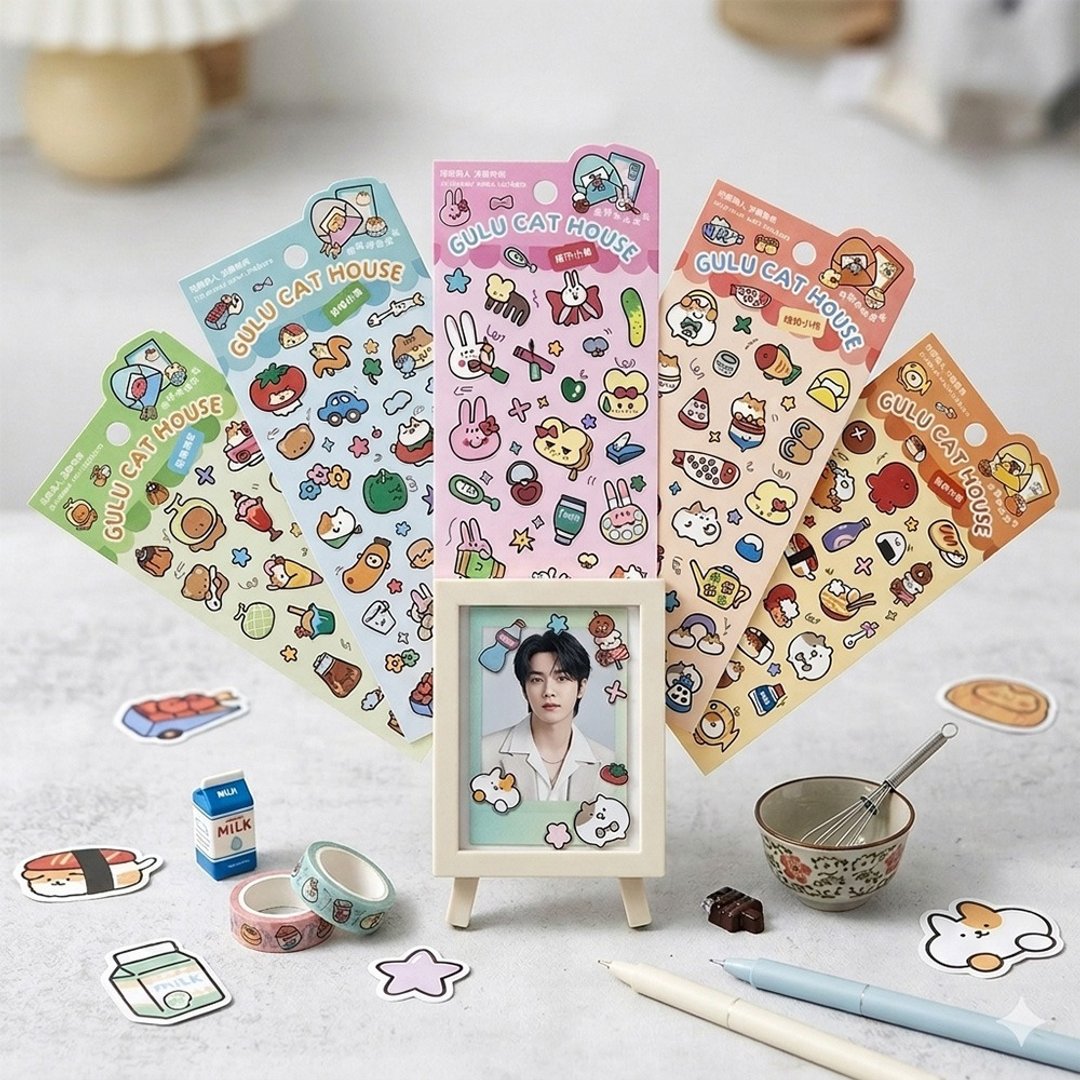 咕噜猫系列贴纸 装饰偶像小卡必备 信的恋人 原创手绘猫咪 柴柴 - 贴纸 - 纸 