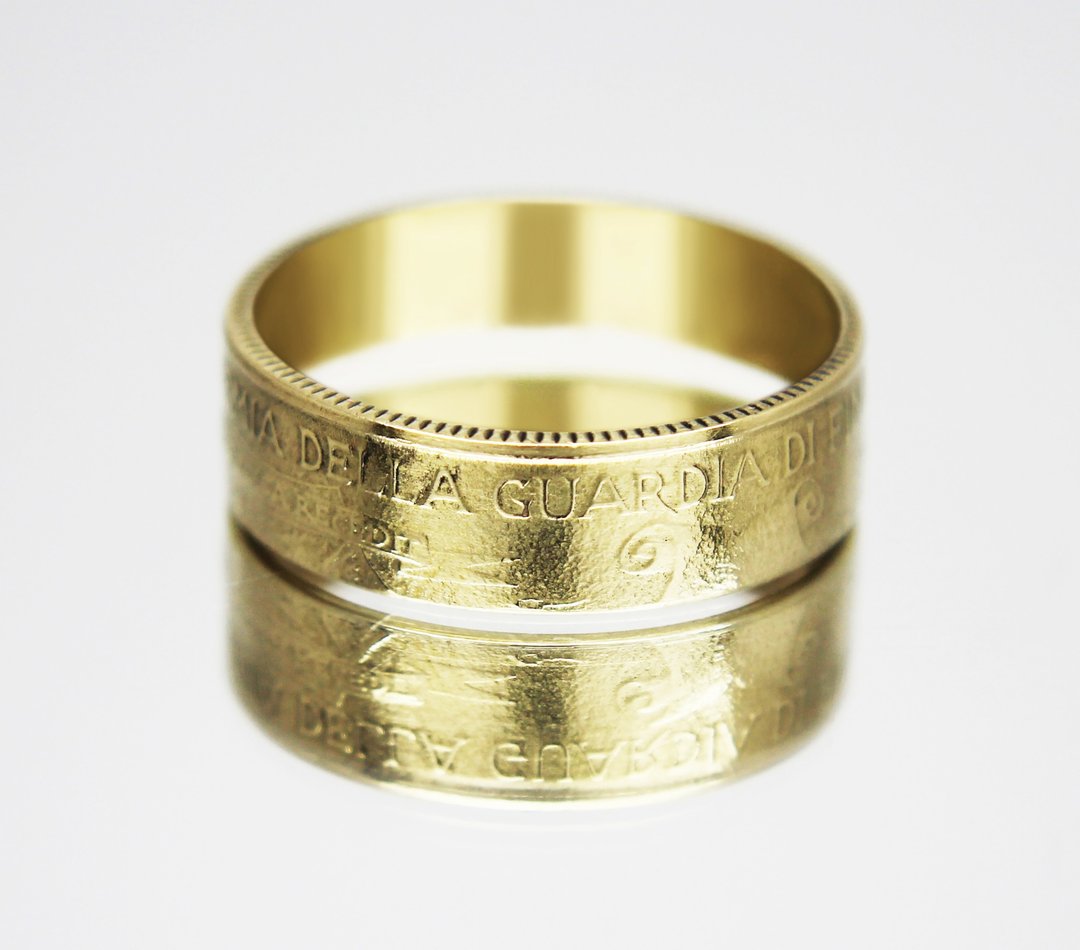 Italy Coin Ring 200 lire 1996 coin rings for men coin rings for women - 戒指 - 其他金属 