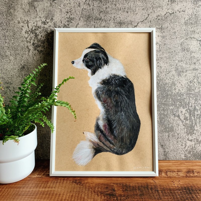 【精细素描画A4】全身坐姿 | 宠物定制画像 似颜绘 | 牛皮美术纸 - 喜帖 - 纸 多色