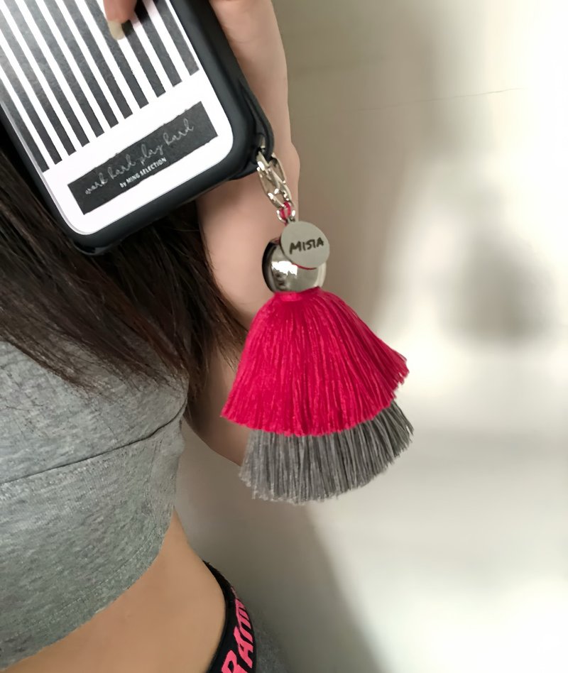 【MISIA】Phone Charm 纯手工编织双层流苏-撞色三款 - 吊饰 - 棉．麻 