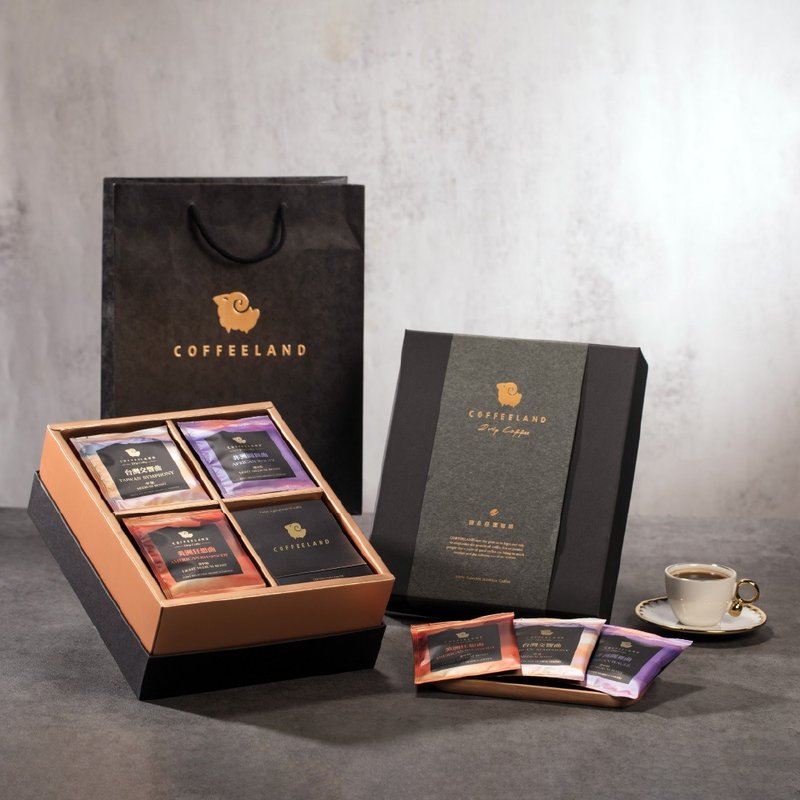 COFFEELAND | 精装礼盒-30入滤挂咖啡-金杯款(台湾/非洲/美洲) - 咖啡 - 新鲜食材 蓝色
