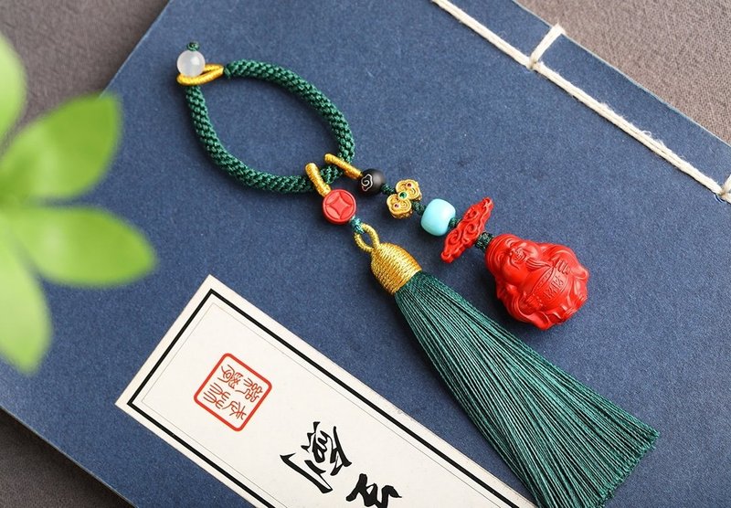 天然原矿朱砂精品红砂财神爷包挂 钥匙挂 万能挂含量高达95%以上 - 钥匙链/钥匙包 - 宝石 