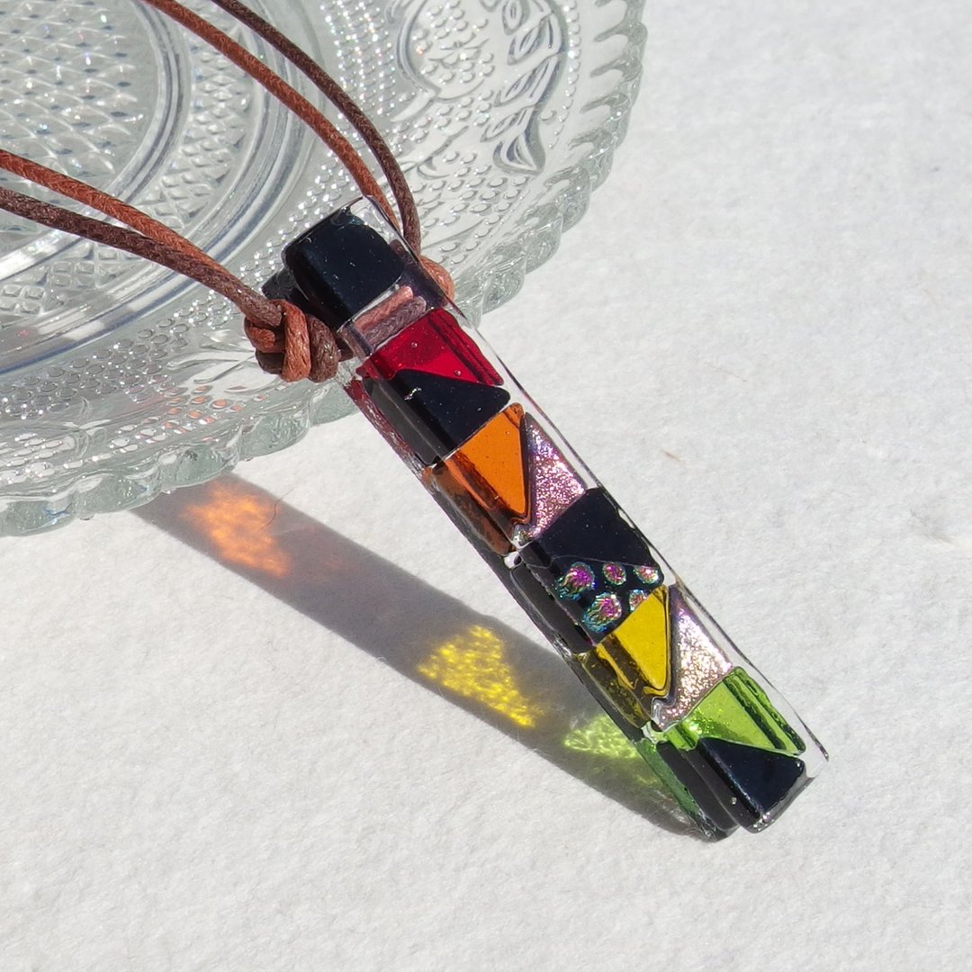 Japanese style glass (yes [cocktail] [red]) necklace [made-to-order] - 项链 - 玻璃 黑色