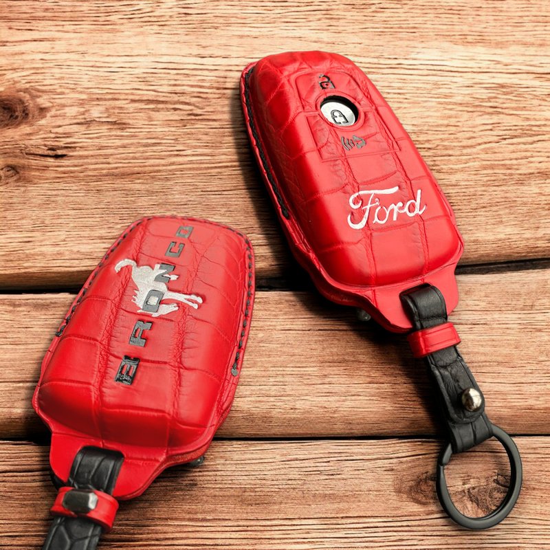道奇汽车钥匙皮套意大利皮革 - 钥匙链/钥匙包 - 真皮 红色