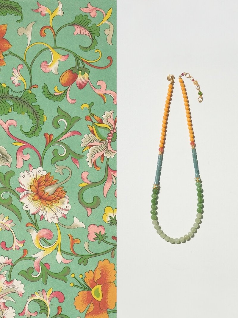 原创植物系手工和田玉蜜蜡翡翠项链s925银锁骨链生日礼物 - 项链 - 玉石 多色