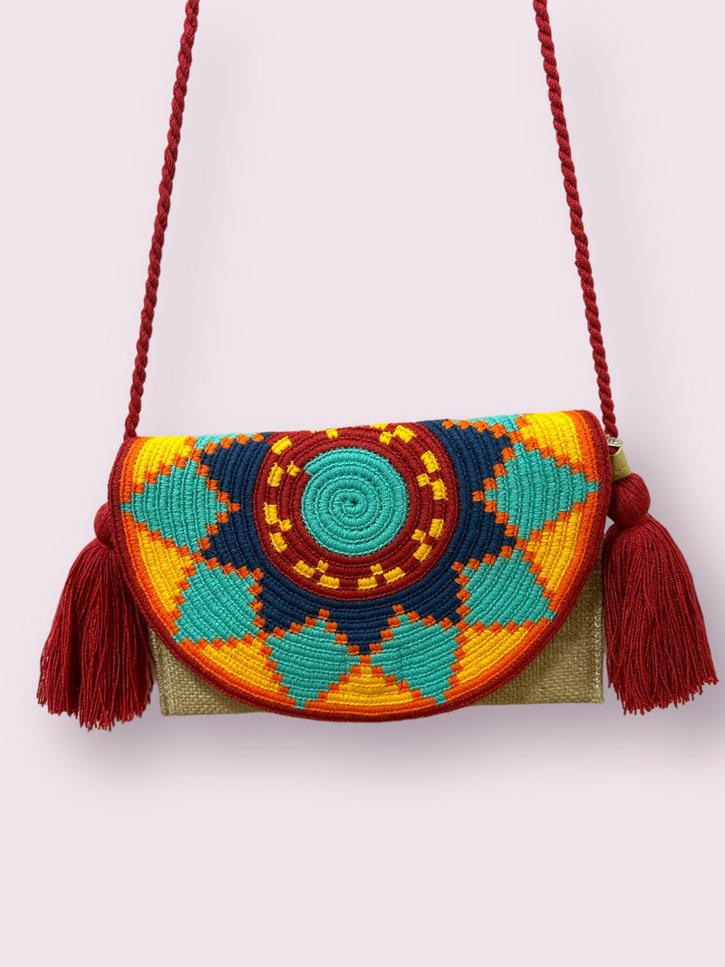 哥伦比亚 Wayuu 手织翻盖包 - 侧背包/斜挎包 - 棉．麻 多色