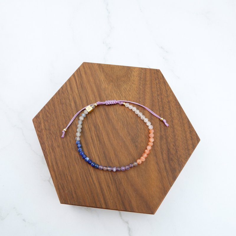 Multi round stone Slider Bracelet For born on Saturday - 手链/手环 - 石头 多色