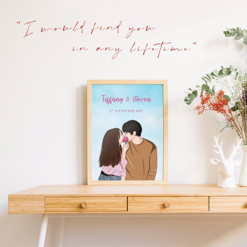 【定制化电子档】似颜绘情侣 纪念日 生日 情景背景 (不含框) - 其他 - 其他材质 