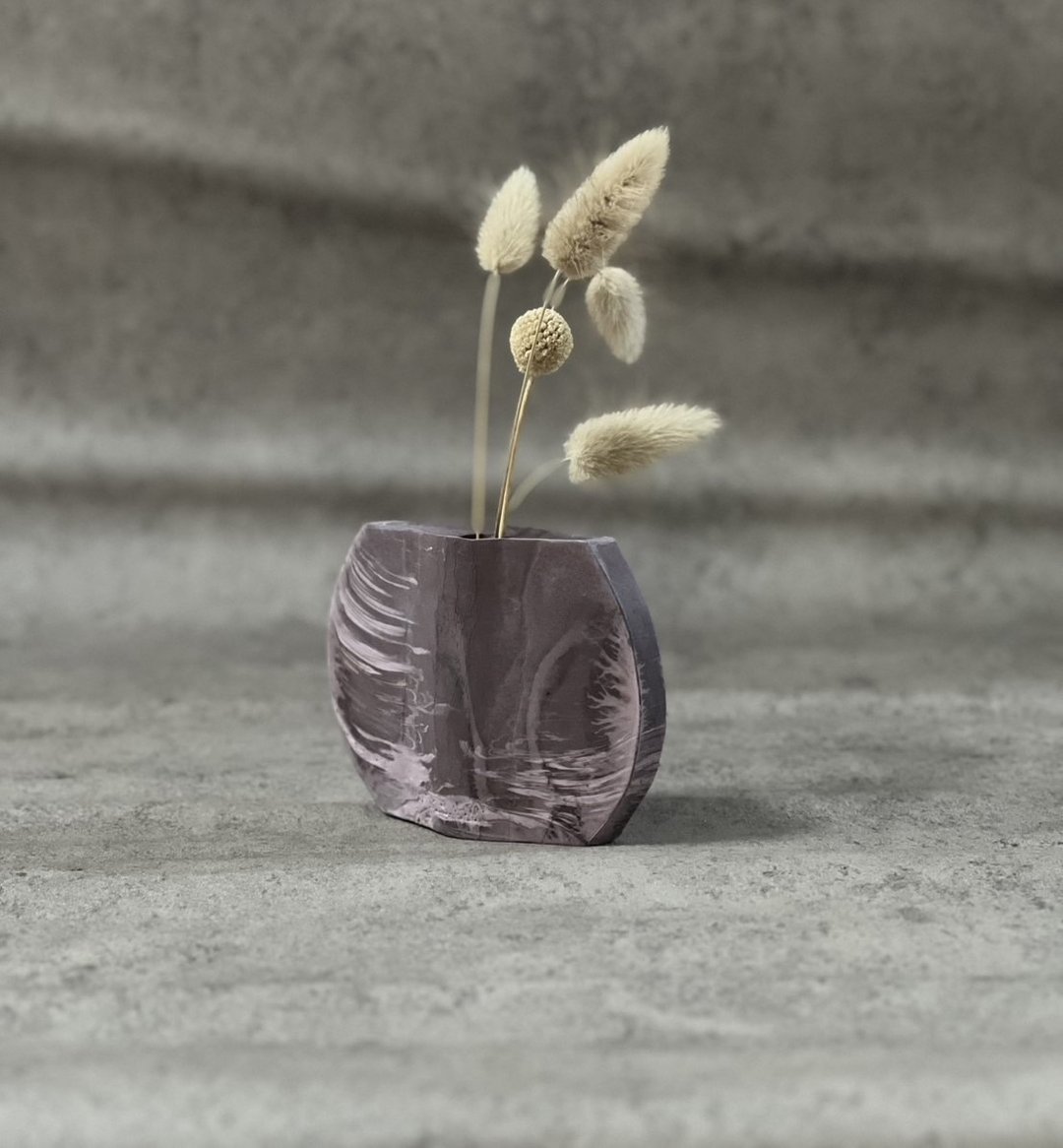 花器/摆件/首饰架/圆形暗紫红-jesmonite英国爵石/新年礼物 - 花瓶/陶器 - 环保材料 
