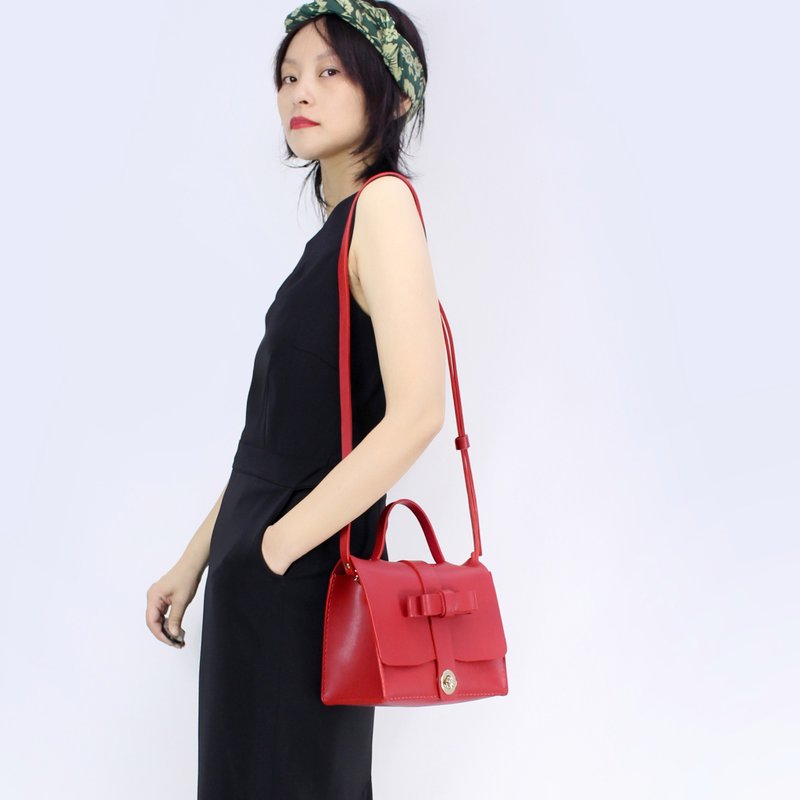 zemoneni 手作 肩背手提包 红色 Tokyo collection - 手提包/手提袋 - 真皮 红色