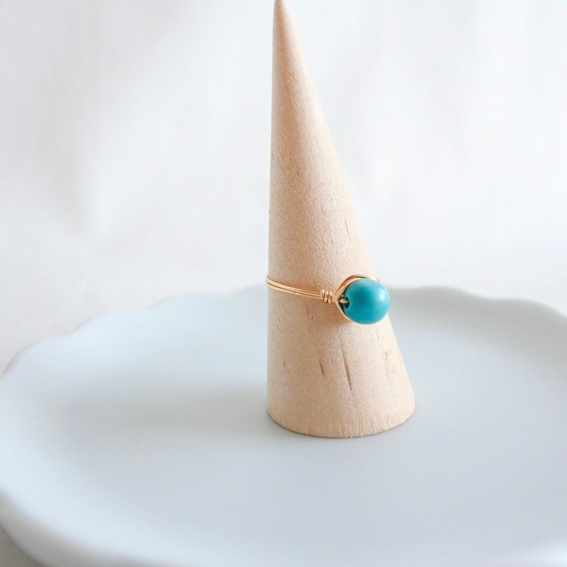 Turquoise – Tiny – Gold Ring – Natural Stone Ring - 戒指 - 其他金属 蓝色