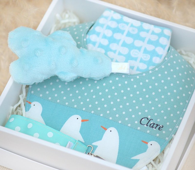 Shuan*//北欧风//婴儿礼组（可绣字） - 围嘴/口水巾 - 其他材质 蓝色