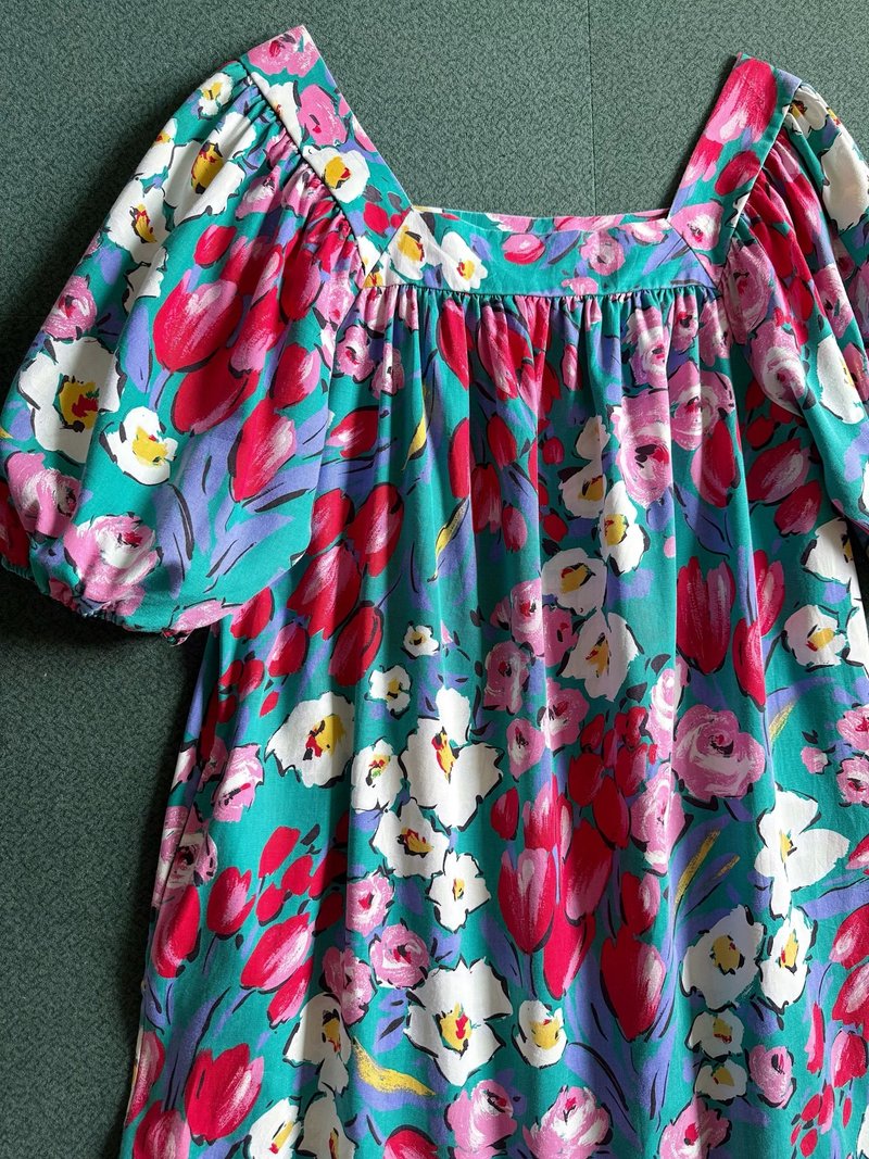 超美浪漫花柄/ 花海 宽松风格棉布连身裙 南瓜袖from USA - 洋装/连衣裙 - 棉．麻 