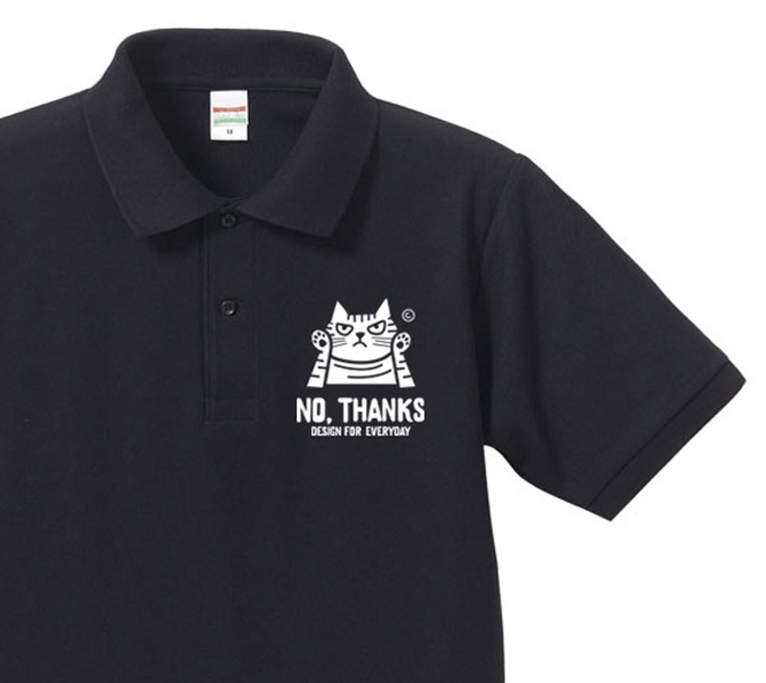 NO, THANKS -猫咪系列 -  Polo 衫【订制生产】 - 女装上衣 - 棉 黑色