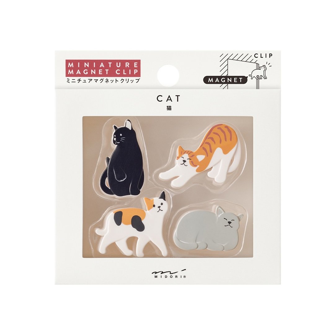 MIDORI 造型磁铁夹 4 入 - 猫咪款 - 冰箱贴/磁贴 - 其他金属 多色