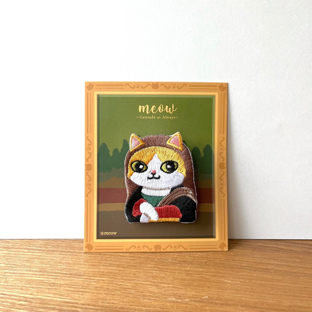 Meow 梦罗丽猫胸针 - 胸针 - 绣线 咖啡色