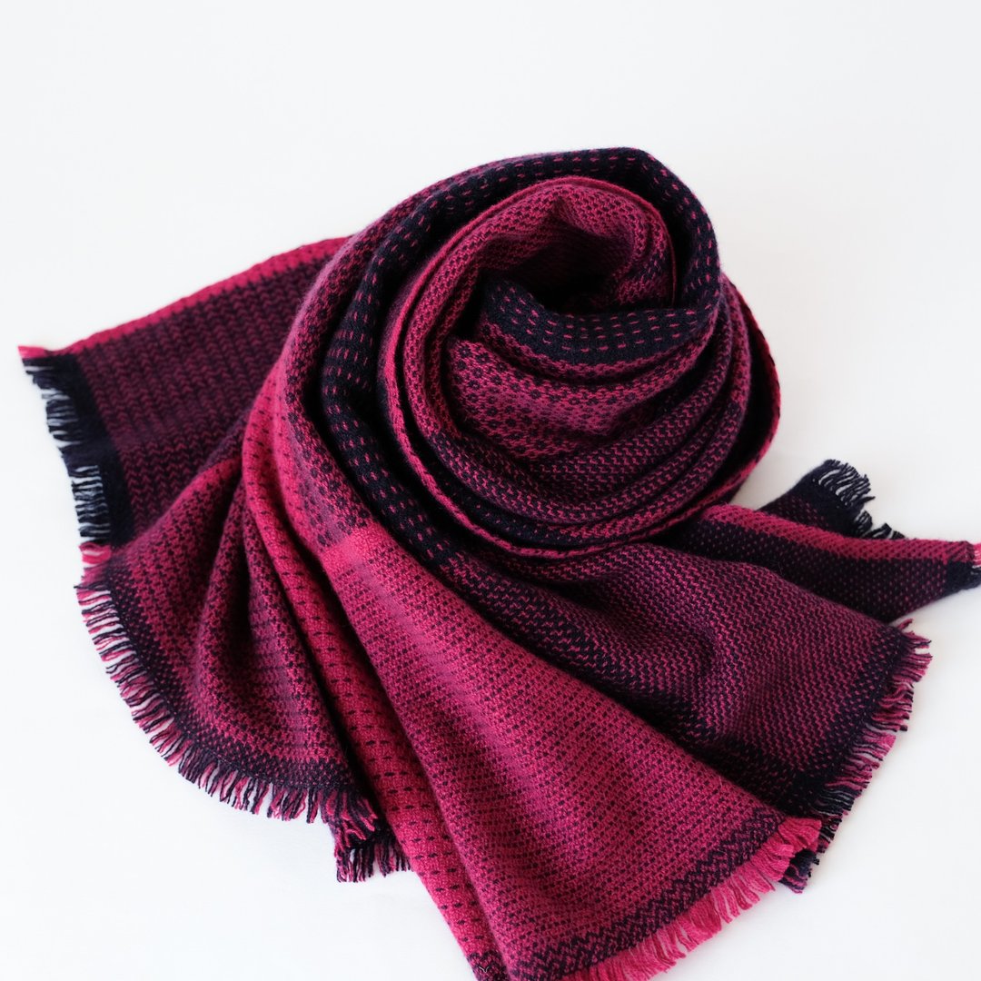 Cashmere 100% 手工喀什米尔围巾【纹华05】 - 围巾/披肩 - 其他材质 红色