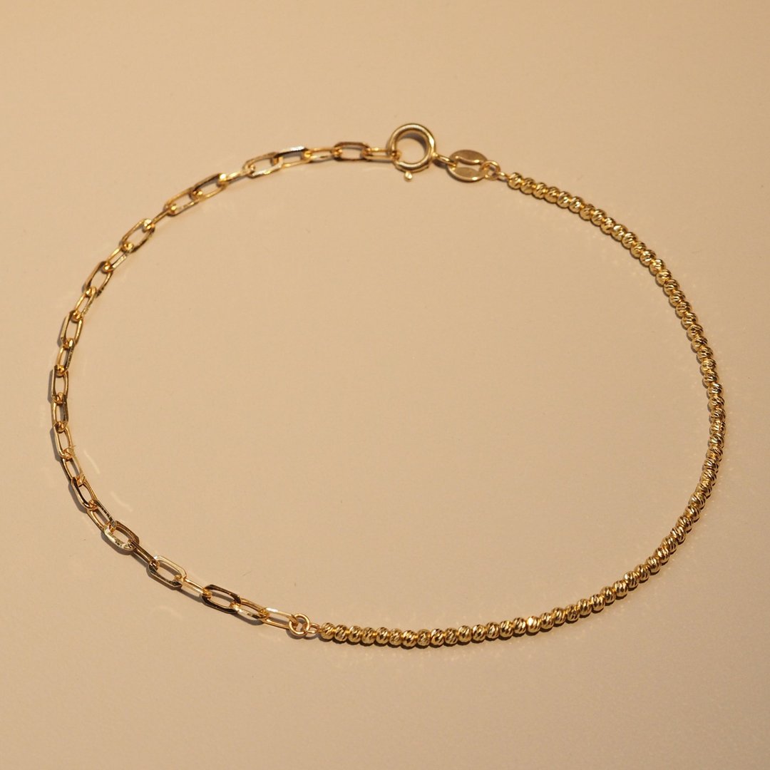 18K金迷你金属球手链18K Gold Mini Metallic Ball and Link Chai - 手链/手环 - 贵金属 
