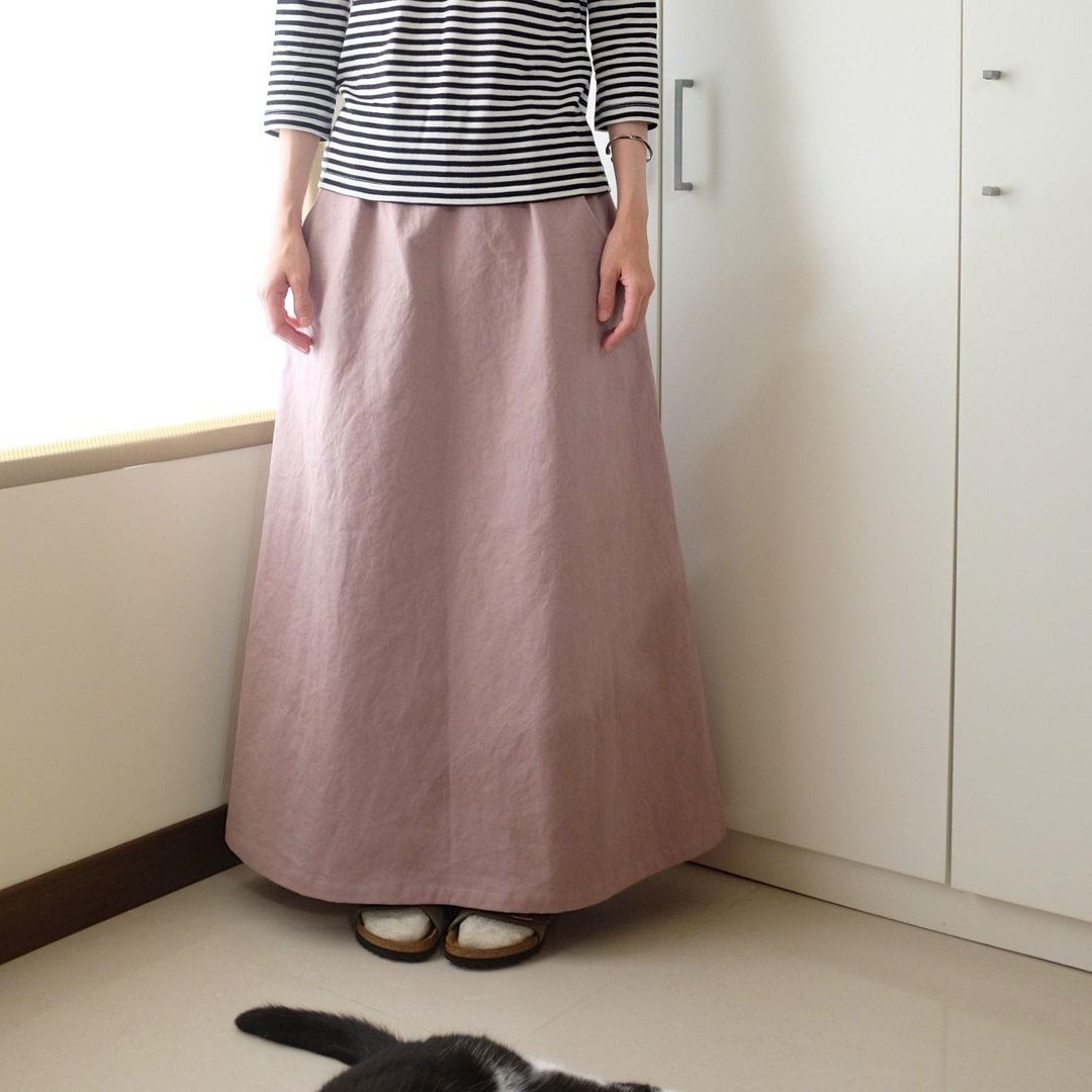 日常手作服 春日暖阳烟薰粉长裙 纯棉 - 裙子 - 棉 粉红色