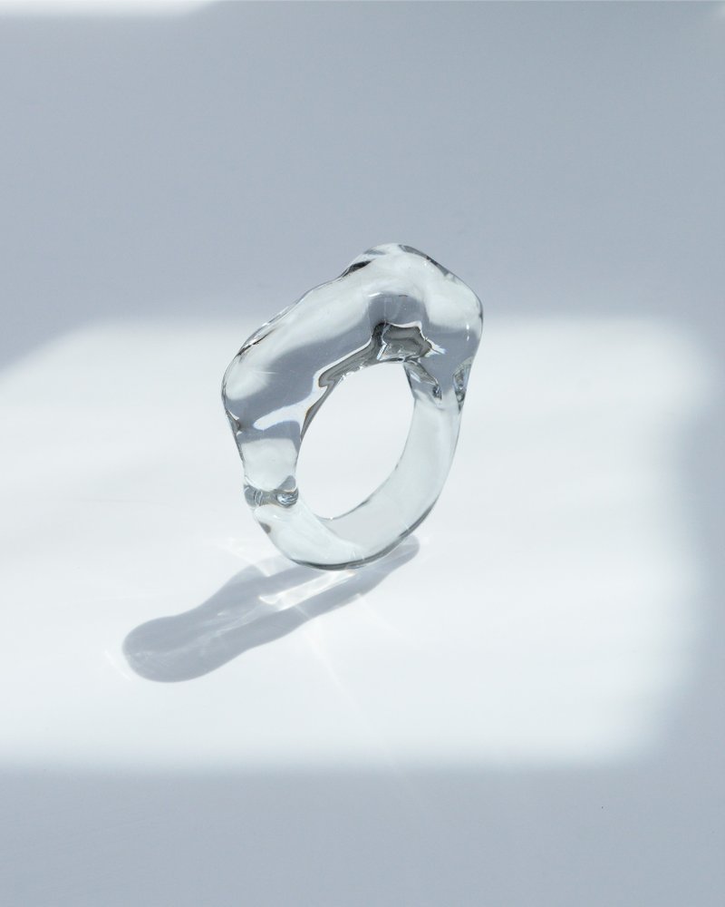 手工制云朵玻璃介指【透明色】 - 戒指 - 玻璃 透明