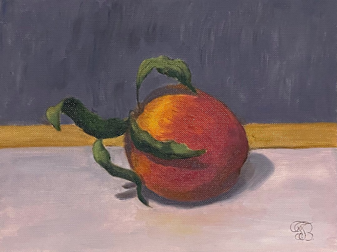 原创小幅桃红油画，静物 15 x 20 厘米 - 墙贴/壁贴 - 纸 橘色