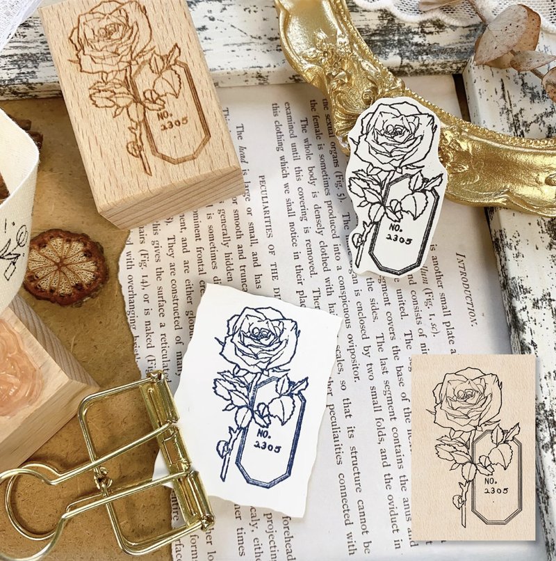 熱烈 (花印章) 木質手帳印章 - 印章/印台 - 其他材质 卡其色