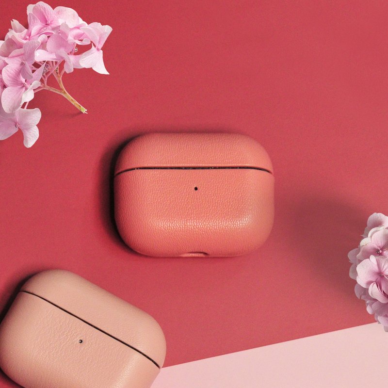 AirPods 4/3/Pro/Pro2 皮革 耳机套 Rose Pink 玫瑰色 可定制化 - 耳机 - 真皮 粉红色