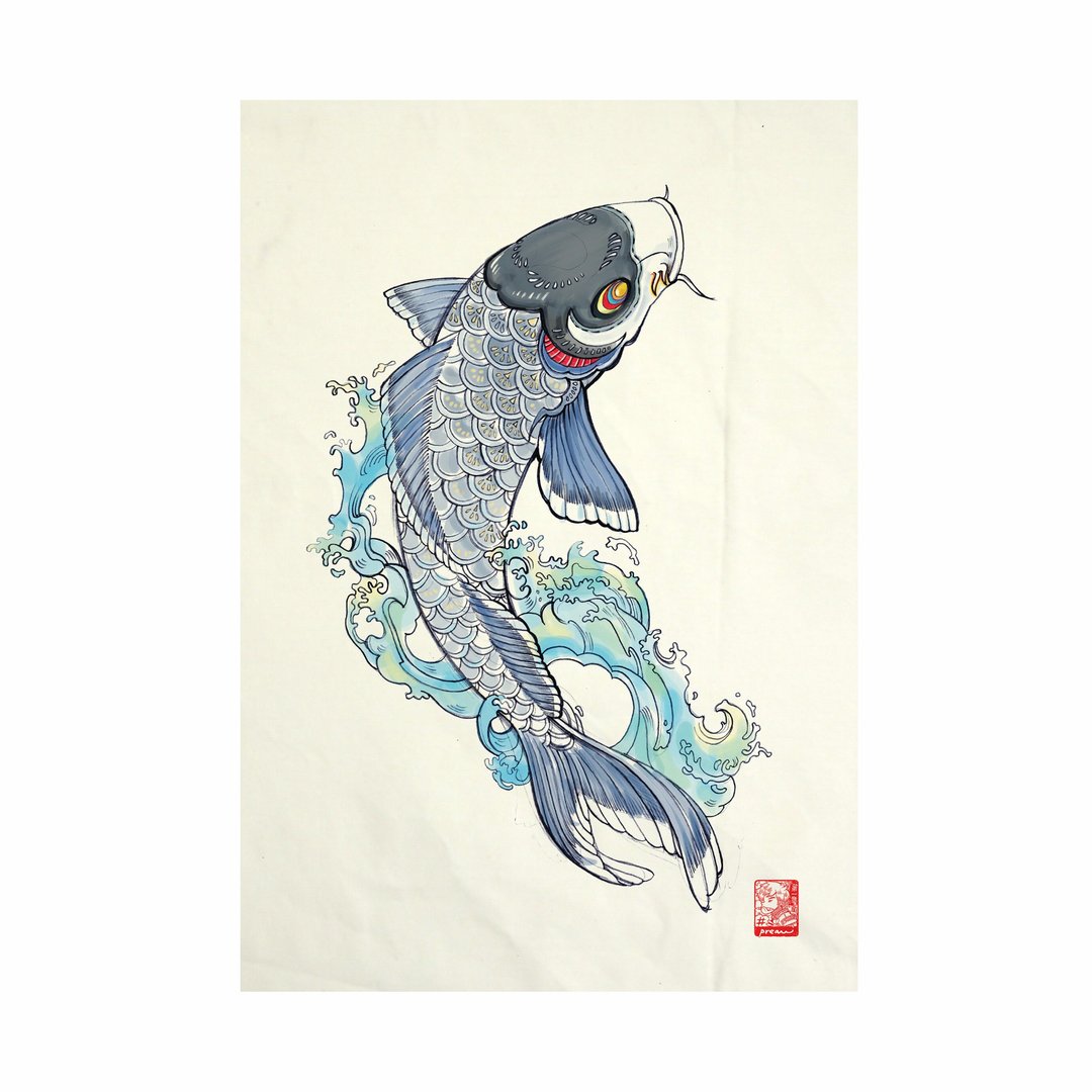 Koi Fabric Art  Canvas No frame - 其他 - 棉 白色